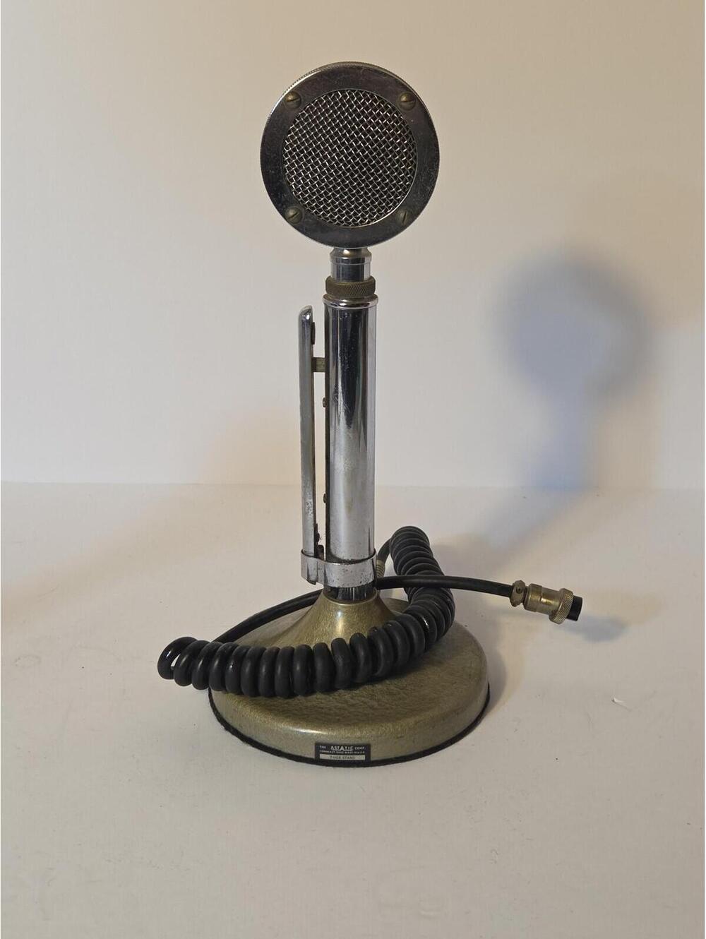 Vintage Astatic D-104 Desktop Microphone Silver T-UG8 Stand Made USA Ham Radio